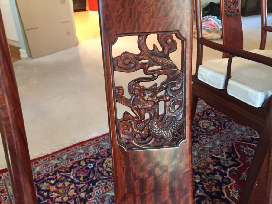 Stunning Chinese Rosewood Dining Table With 8 Rosewood Chairs (2 Armchairs) And 2 Leaves [Photo 31]