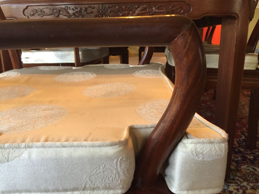 Stunning Chinese Rosewood Dining Table With 8 Rosewood Chairs (2 Armchairs) And 2 Leaves [Photo 18]