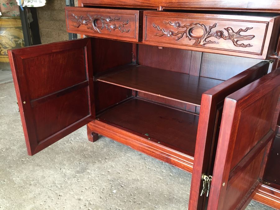 Stunning Chinese Rosewood Buffet Sideboard Credenza