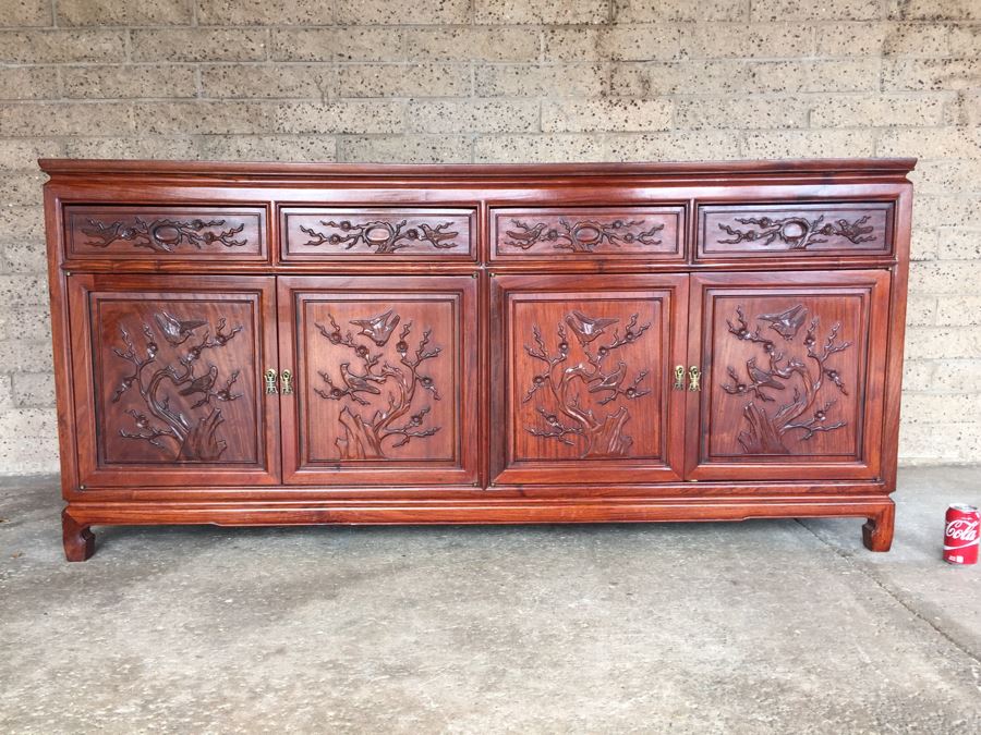 Stunning Chinese Rosewood Buffet Sideboard Credenza