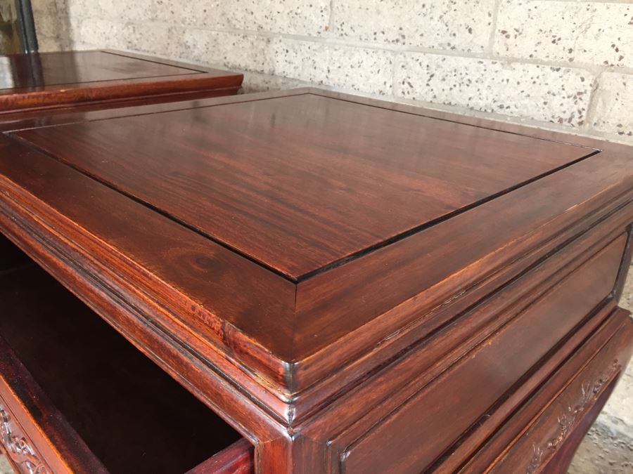 Pair Of Stunning Chinese Rosewood End Tables [Photo 13]