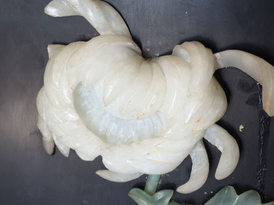 Stunning 6 Panel Chinese Rosewood Screens With Hand Carved Stone Jade Coral Relief Images Of Wildlife Birds Plants [Photo 31]