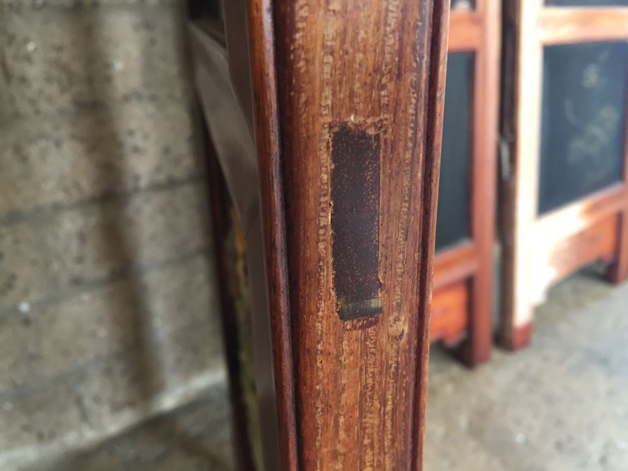 Stunning 6 Panel Chinese Rosewood Screens With Hand Carved Stone Jade Coral Relief Images Of Wildlife Birds Plants [Photo 57]