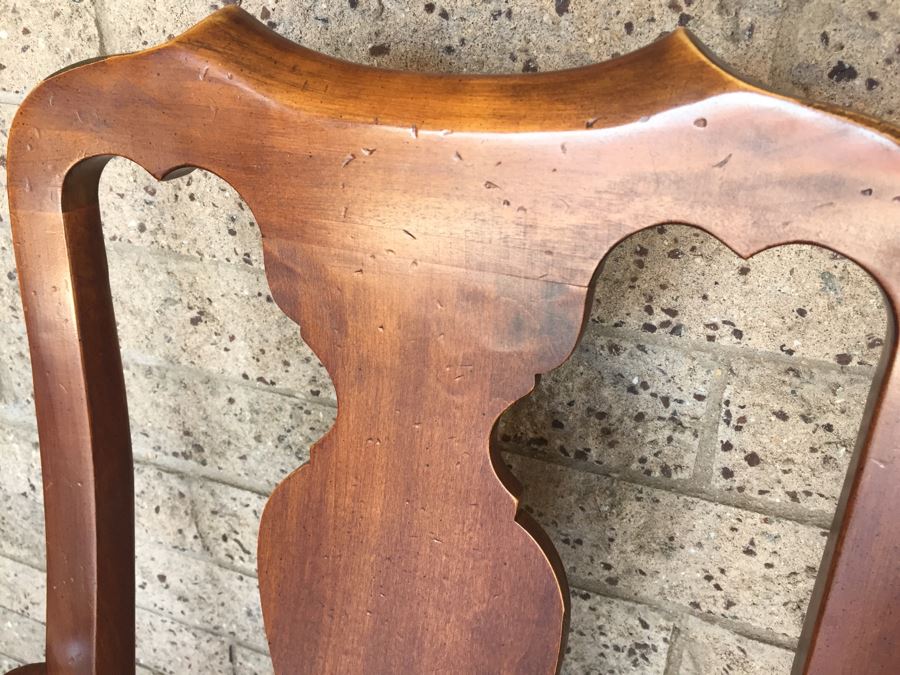 Elegant Queen Anne Style Wood And Leather Armchair By Hekman Cabinets North Carolina [Photo 8]