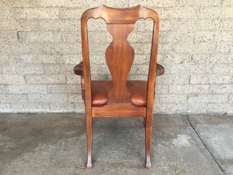 Elegant Queen Anne Style Wood And Leather Armchair By Hekman Cabinets North Carolina [Photo 10]