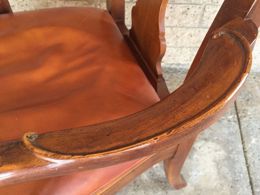 Elegant Queen Anne Style Wood And Leather Armchair By Hekman Cabinets North Carolina [Photo 9]