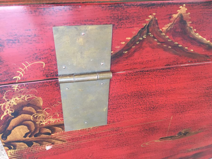 Nice Contemporary Chinese Red Painted Trunk Great For Coffee Table [Photo 11]