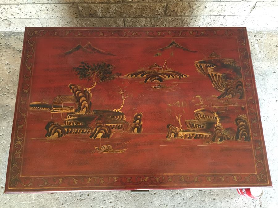 Nice Contemporary Chinese Red Painted Trunk Great For Coffee Table [Photo 4]