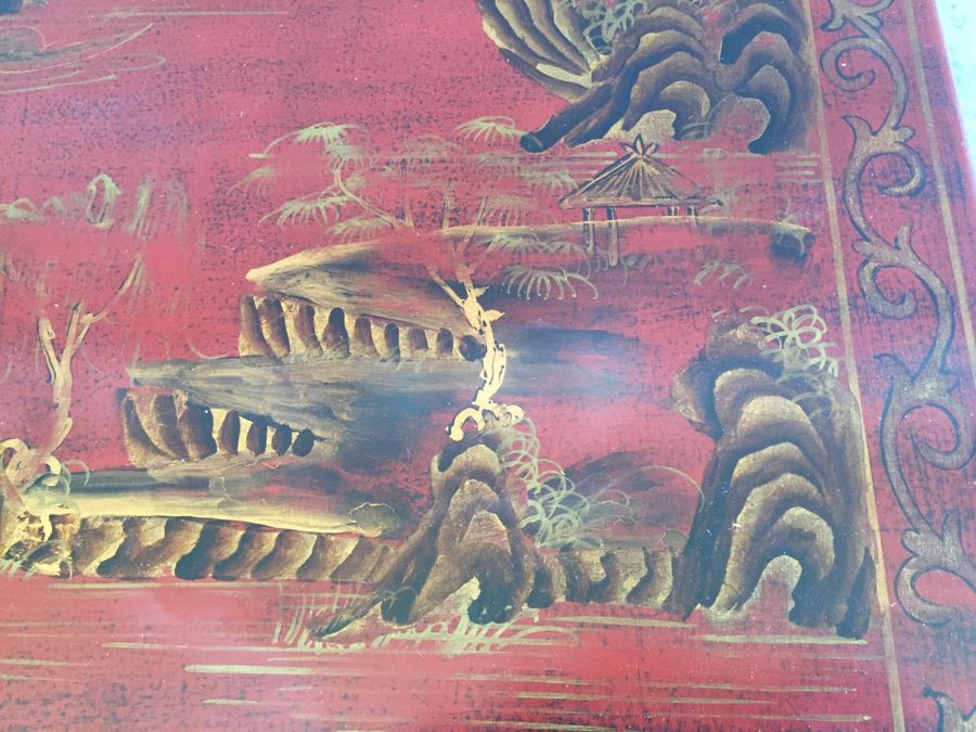 Nice Contemporary Chinese Red Painted Trunk Great For Coffee Table [Photo 9]