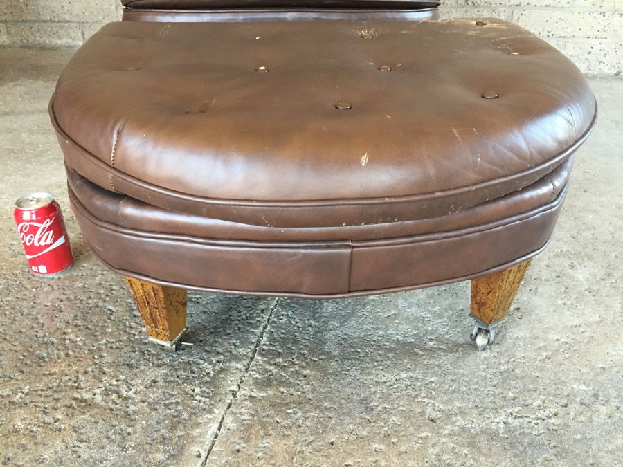 Tufted Leather Armchair With Ottoman By Fairfield Chair Co. [Photo 4]