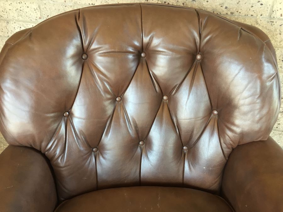 Tufted Leather Armchair With Ottoman By Fairfield Chair Co. [Photo 6]