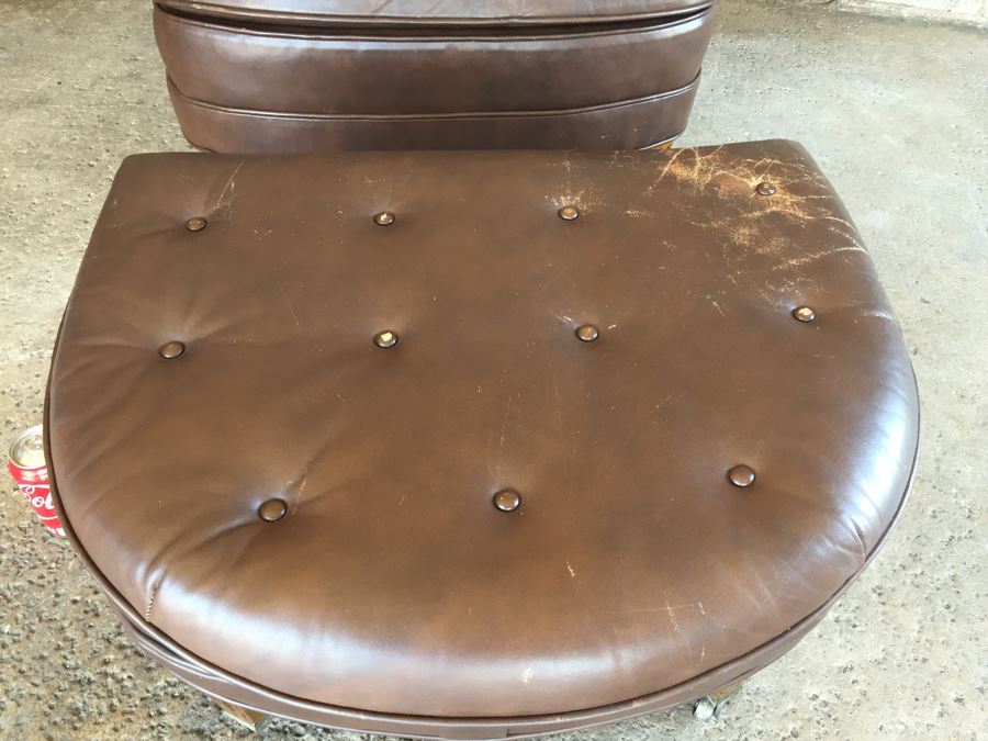 Tufted Leather Armchair With Ottoman By Fairfield Chair Co. [Photo 3]