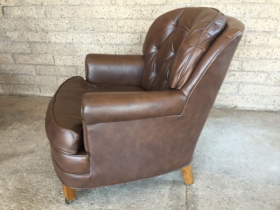 Tufted Leather Armchair With Ottoman By Fairfield Chair Co. [Photo 10]