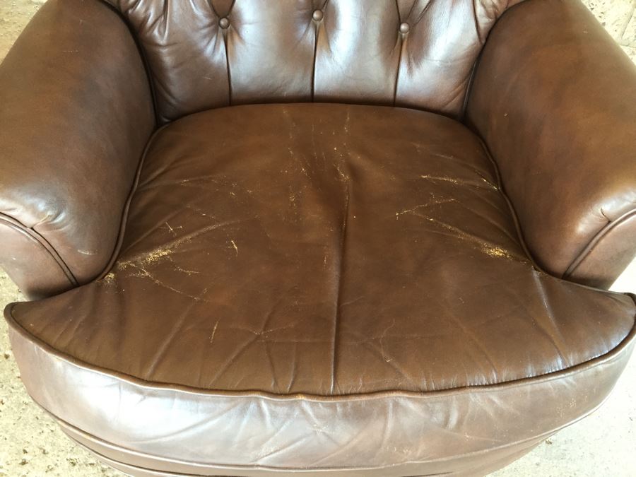 Tufted Leather Armchair With Ottoman By Fairfield Chair Co. [Photo 7]