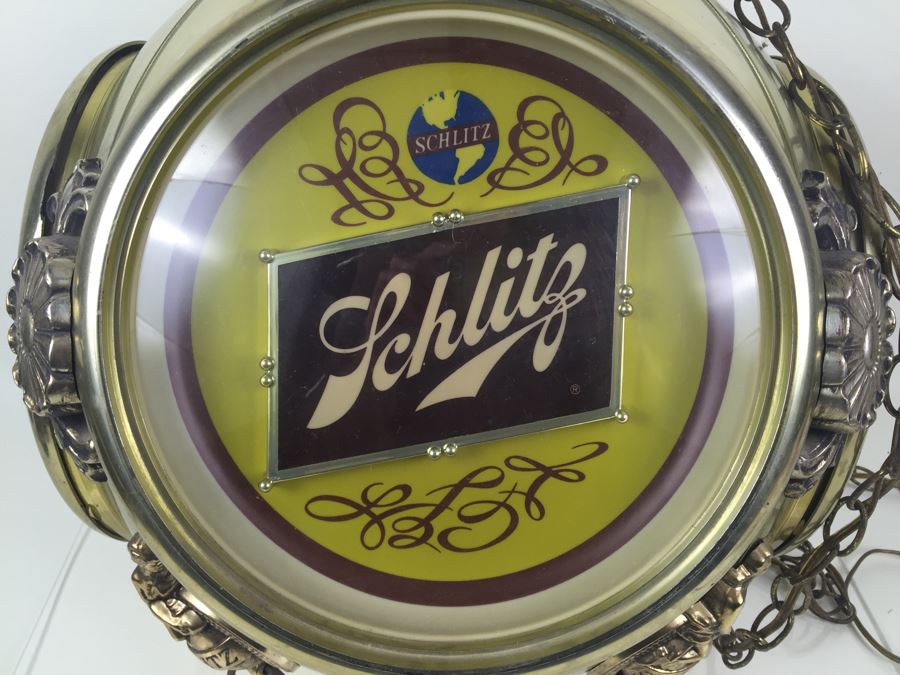 Large Schlitz Beer Advertising Hanging Light Sign ROTATES To Display All Four Sides Working [Photo 19]