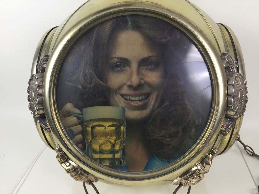 Large Schlitz Beer Advertising Hanging Light Sign ROTATES To Display All Four Sides Working [Photo 20]