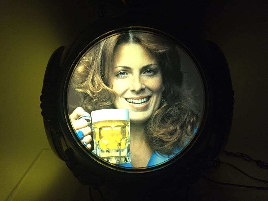 Large Schlitz Beer Advertising Hanging Light Sign ROTATES To Display All Four Sides Working [Photo 2]