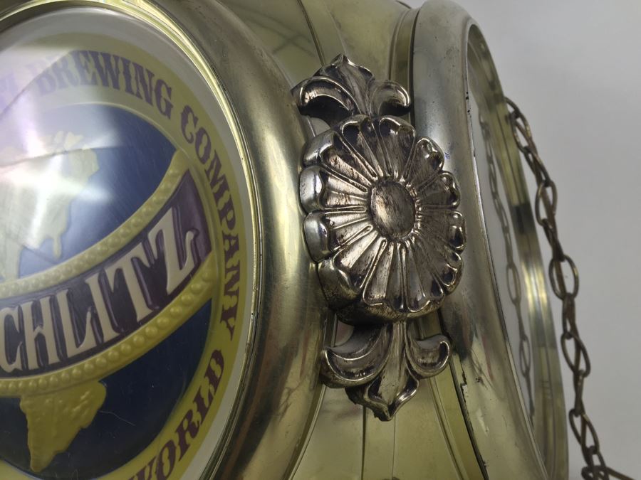 Large Schlitz Beer Advertising Hanging Light Sign ROTATES To Display All Four Sides Working [Photo 11]