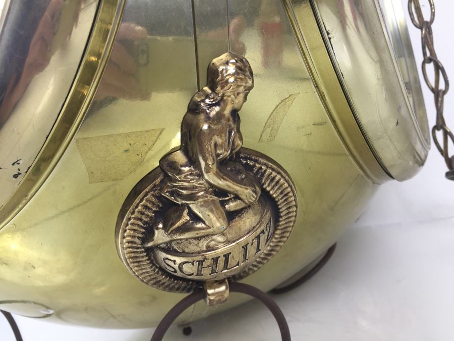 Large Schlitz Beer Advertising Hanging Light Sign ROTATES To Display All Four Sides Working [Photo 10]