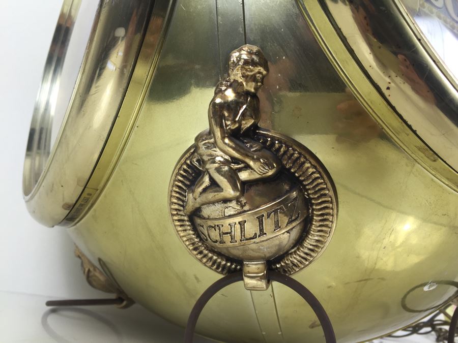 Large Schlitz Beer Advertising Hanging Light Sign ROTATES To Display All Four Sides Working [Photo 9]