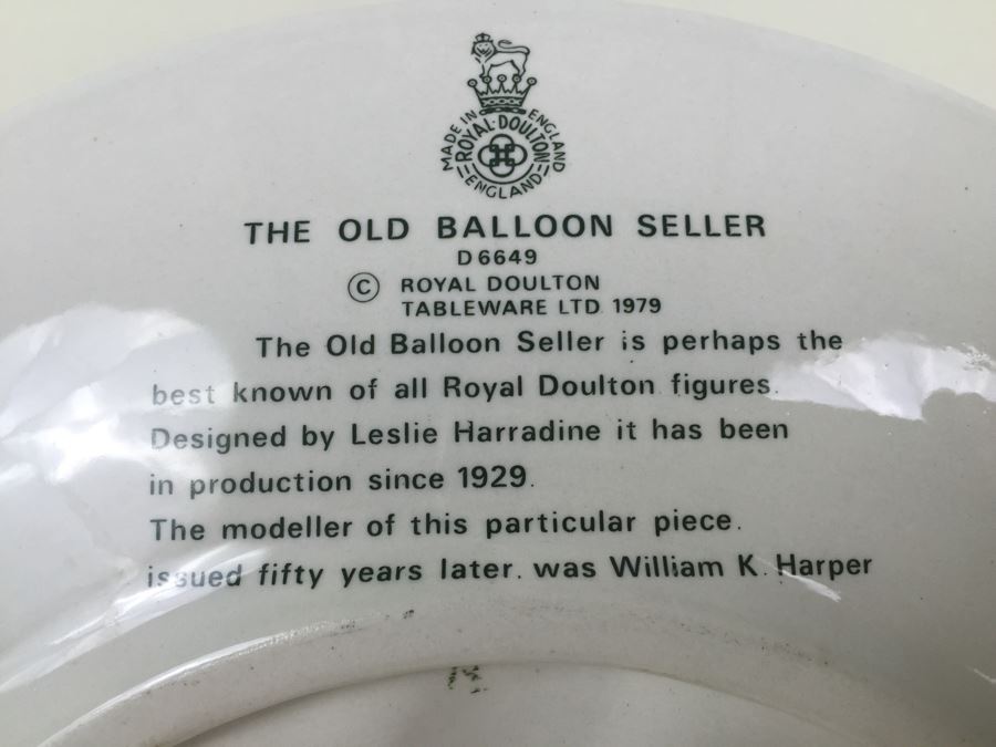 Royal Doulton Tableware Plate 'The Old Balloon Seller' D6649 1979 [Photo 2]