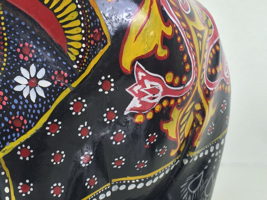 Pair Of HEAVY Carved And Painted Elephants [Photo 5]