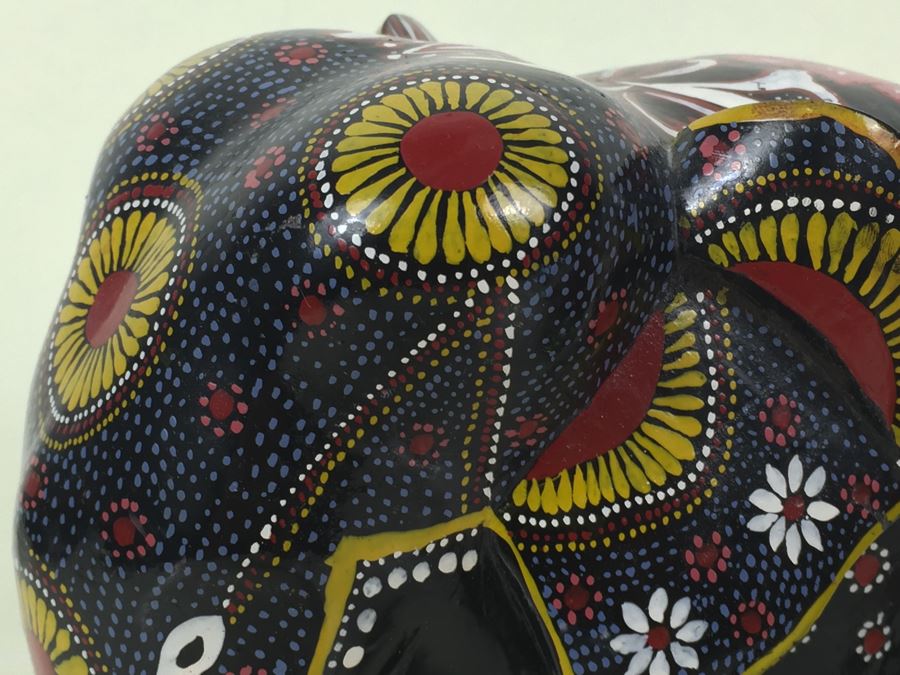 Pair Of HEAVY Carved And Painted Elephants [Photo 4]