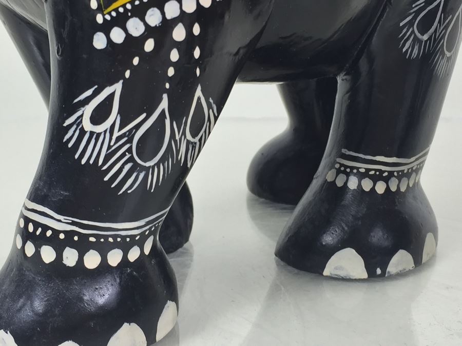 Pair Of HEAVY Carved And Painted Elephants [Photo 6]