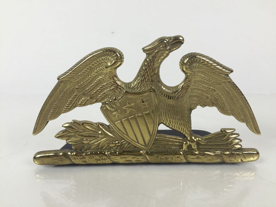 Pair Of Heavy Brass Spread Eagle Bookends VA Metal Crafters 1952 [Photo 2]