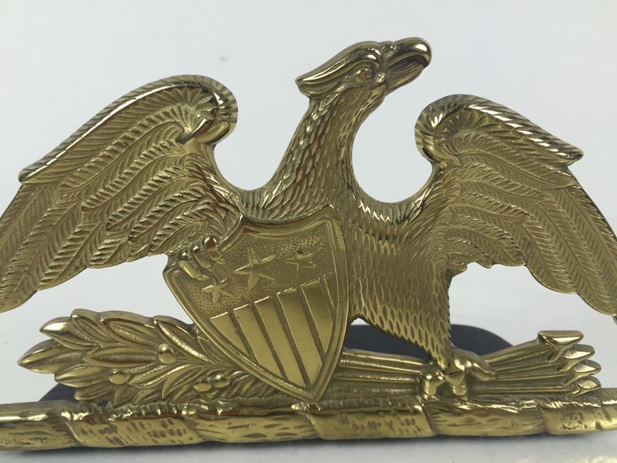 Pair Of Heavy Brass Spread Eagle Bookends VA Metal Crafters 1952 [Photo 6]