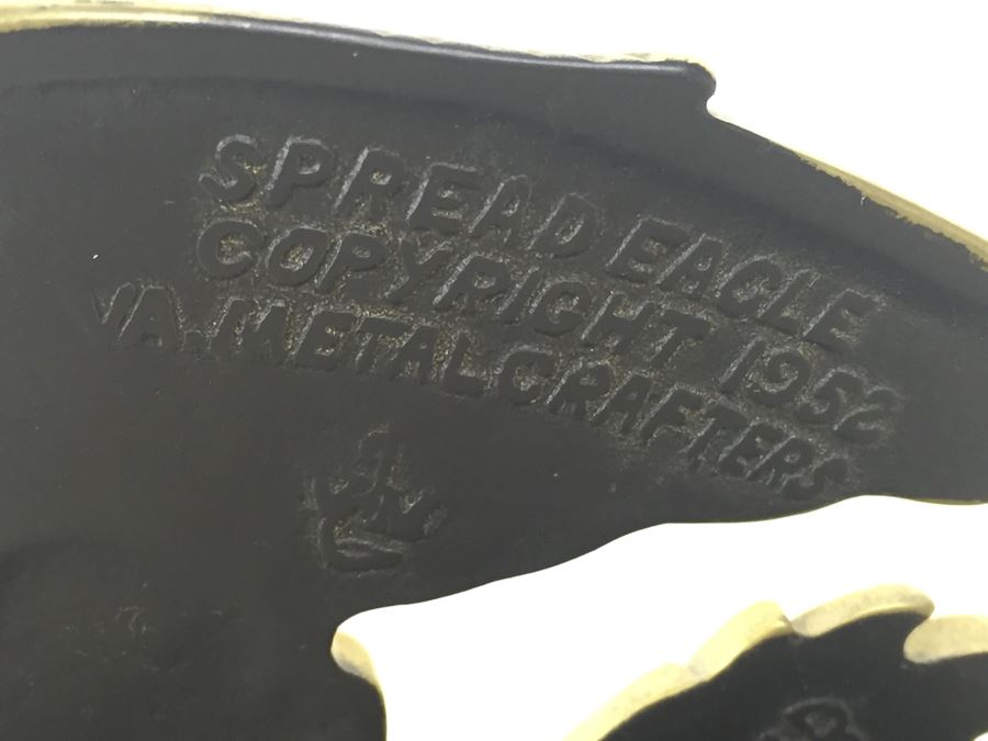 Pair Of Heavy Brass Spread Eagle Bookends VA Metal Crafters 1952 [Photo 3]