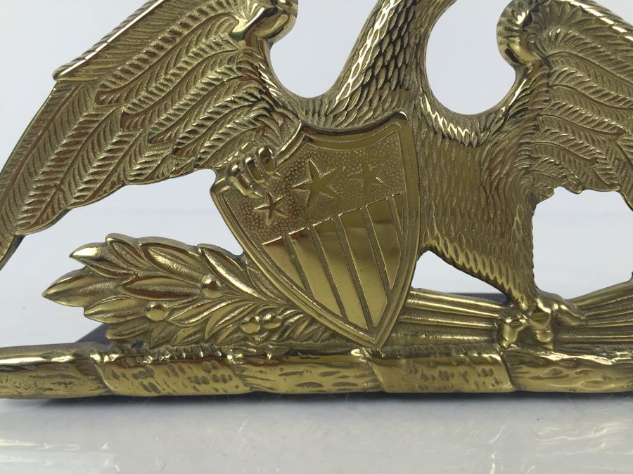 Pair Of Heavy Brass Spread Eagle Bookends VA Metal Crafters 1952 [Photo 5]