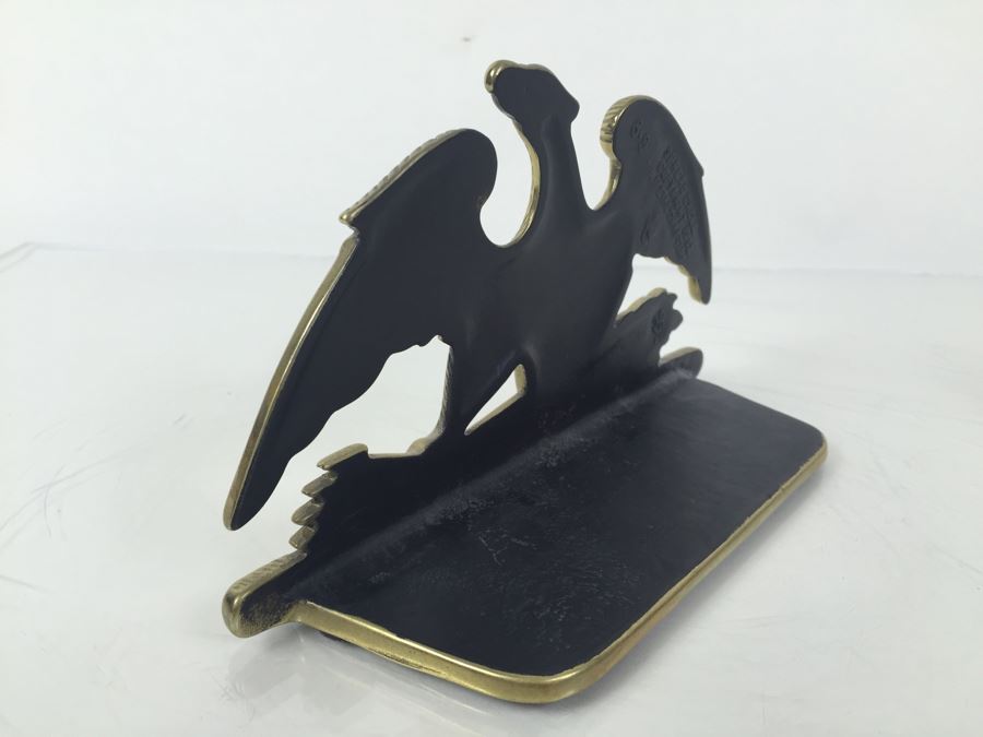 Pair Of Heavy Brass Spread Eagle Bookends VA Metal Crafters 1952 [Photo 7]