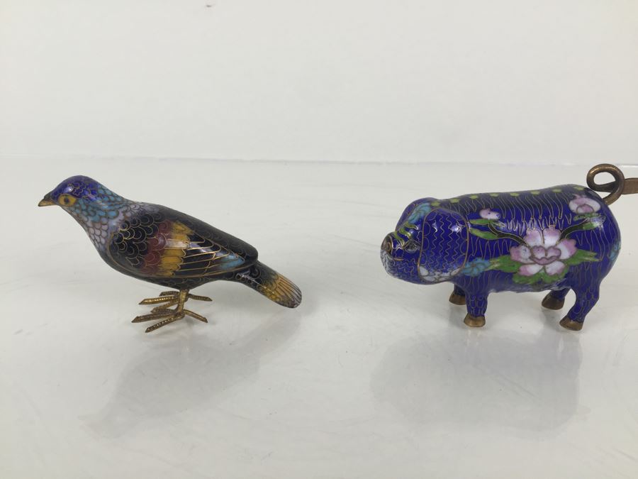 Cloisonne Pig And Bird [Photo 4]