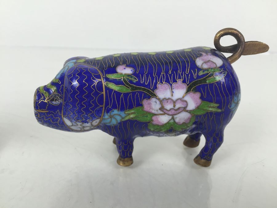 Cloisonne Pig And Bird [Photo 2]