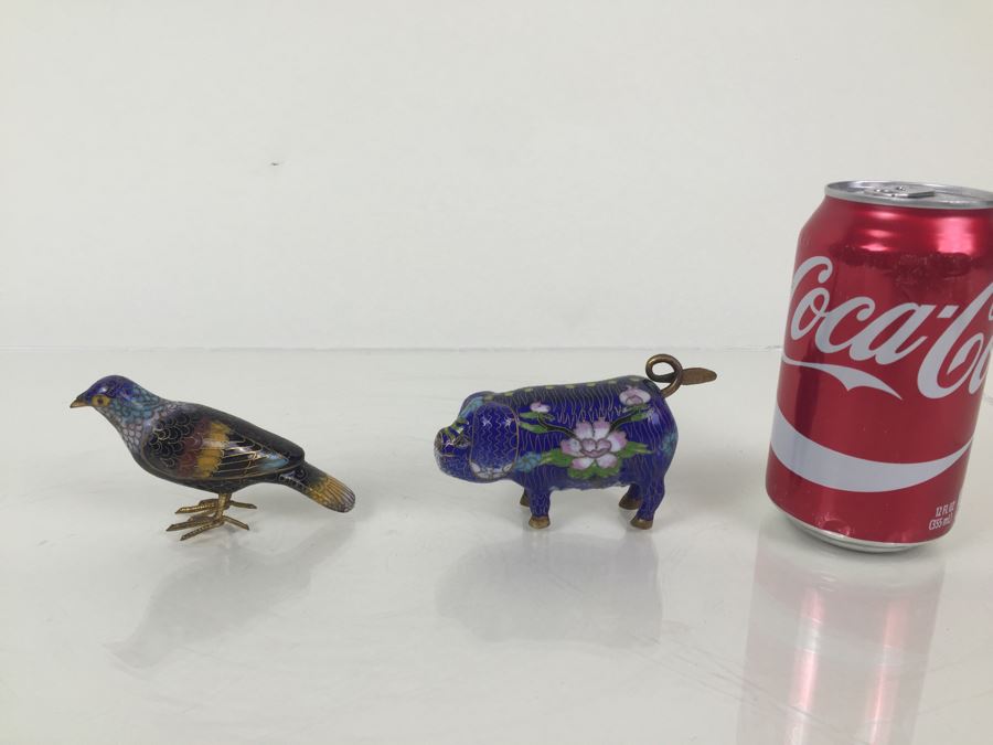 Cloisonne Pig And Bird [Photo 1]