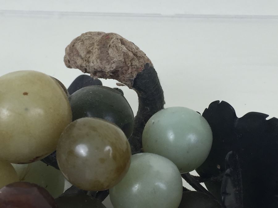 Pair Of Stone Marble Jade Fruit Grape Cluster [Photo 9]