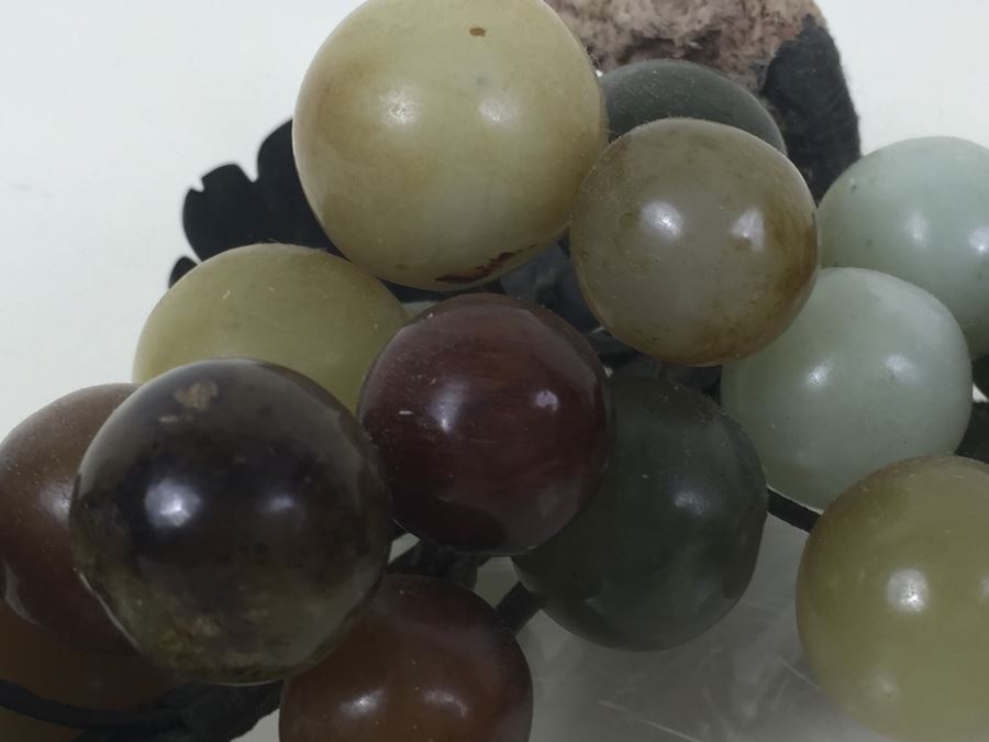 Pair Of Stone Marble Jade Fruit Grape Cluster [Photo 8]