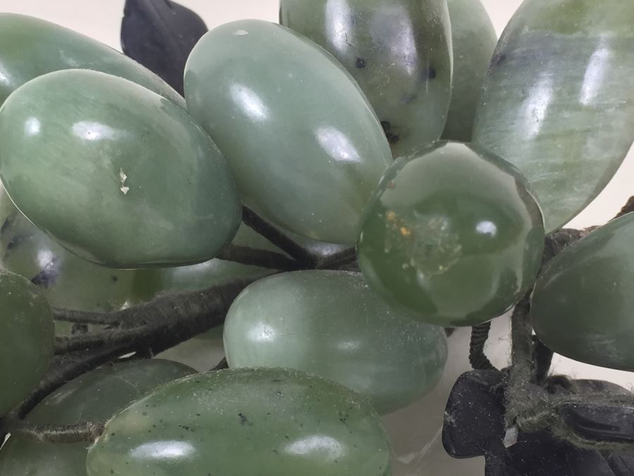 Pair Of Stone Marble Jade Fruit Grape Cluster [Photo 4]