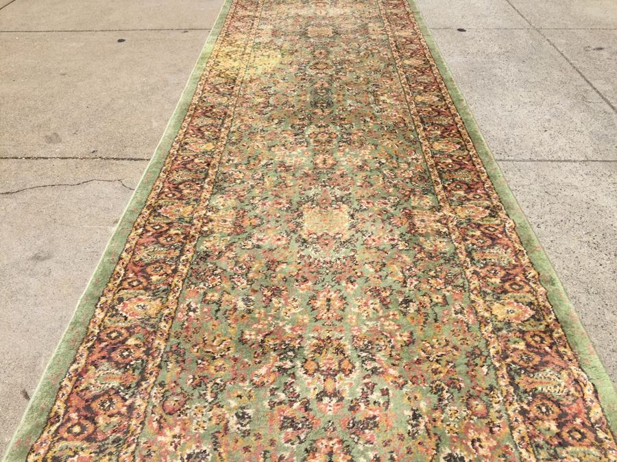 Machine Made Runner Rug With Light Greens And Tans [Photo 7]