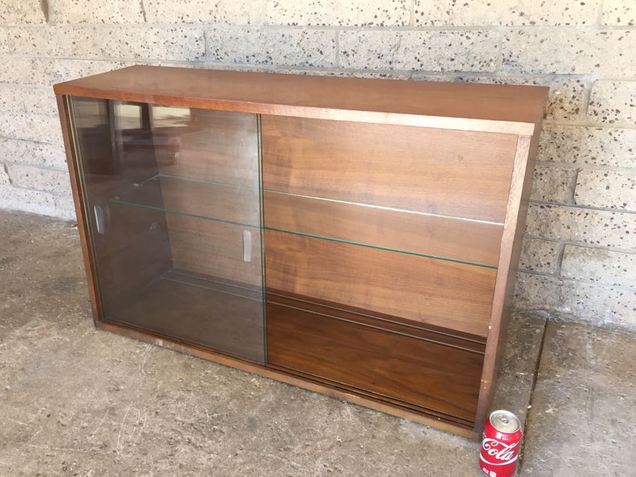Mid-Century Table Top Display Cabinet With Glass Doors