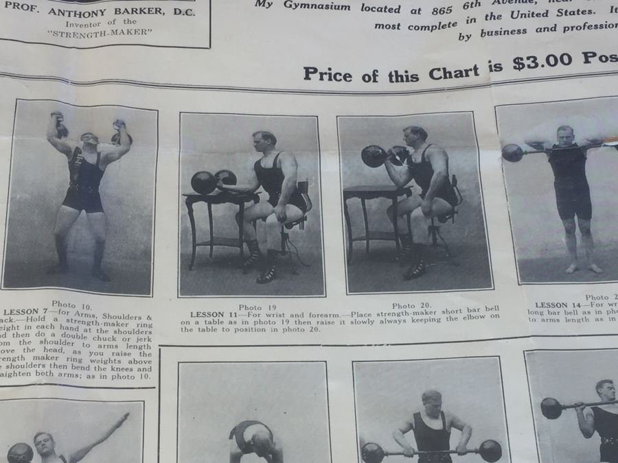 Prof. Anthony Barker's Strength Maker Vintage 1911 Poster [Photo 7]