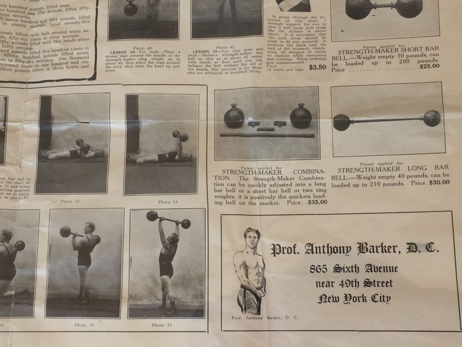Prof. Anthony Barker's Strength Maker Vintage 1911 Poster [Photo 18]