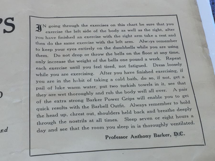 Prof. Anthony Barker's Strength Maker Vintage 1911 Poster [Photo 5]