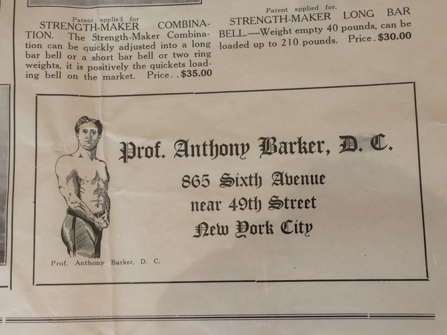 Prof. Anthony Barker's Strength Maker Vintage 1911 Poster [Photo 19]