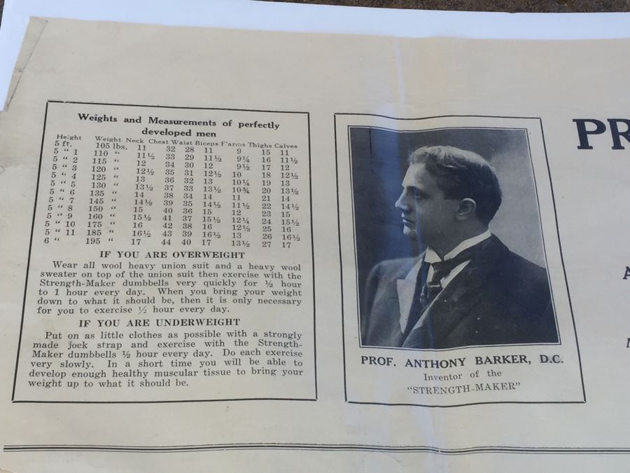 Prof. Anthony Barker's Strength Maker Vintage 1911 Poster [Photo 4]