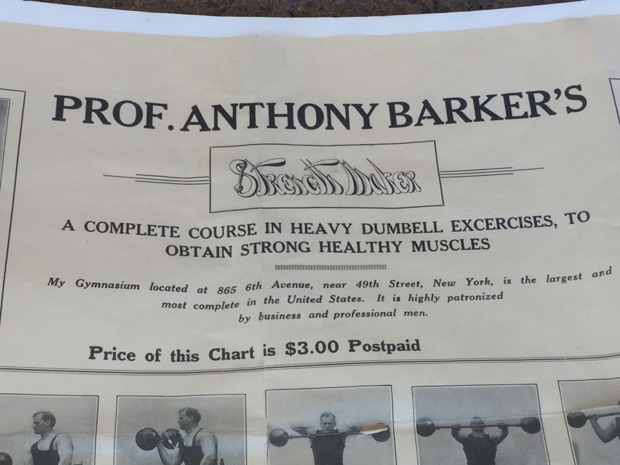 Prof. Anthony Barker's Strength Maker Vintage 1911 Poster [Photo 2]