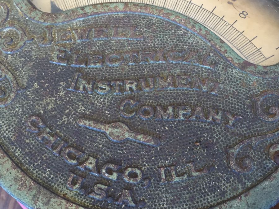 Large Antique Jewell Electrical Instrument Company Industrial Metal Voltmeter And Ammeter Gauges Mounted On Board With Wires Chicago Ill USA [Photo 5]