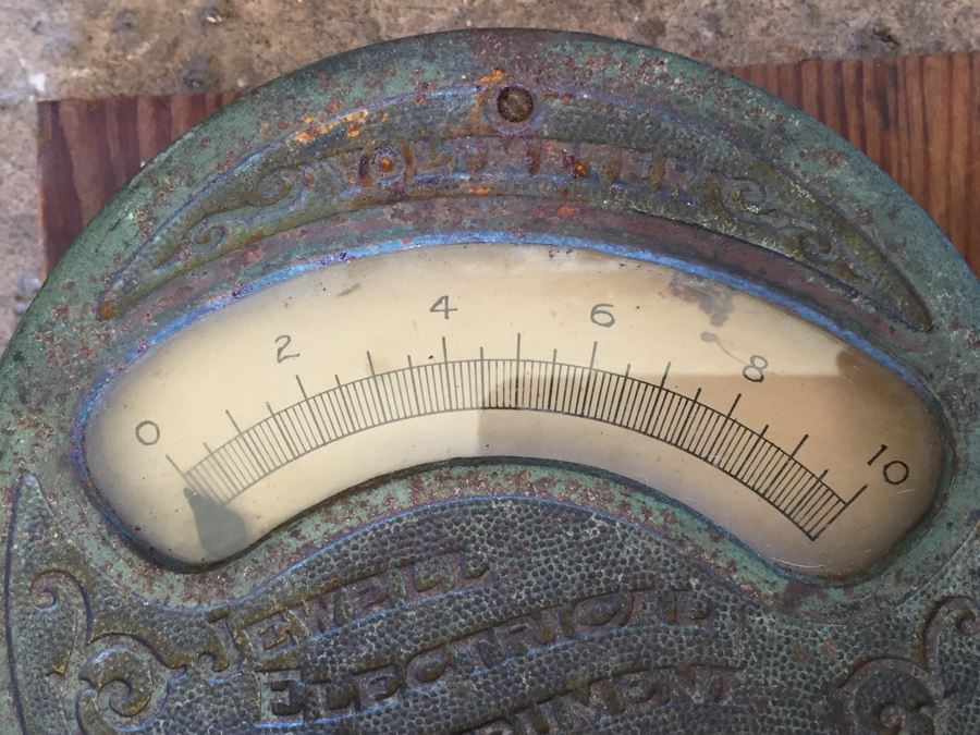 Large Antique Jewell Electrical Instrument Company Industrial Metal Voltmeter And Ammeter Gauges Mounted On Board With Wires Chicago Ill USA [Photo 7]