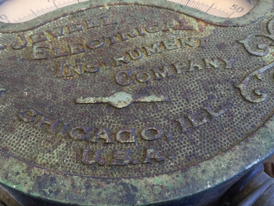 Large Antique Jewell Electrical Instrument Company Industrial Metal Voltmeter And Ammeter Gauges Mounted On Board With Wires Chicago Ill USA [Photo 13]